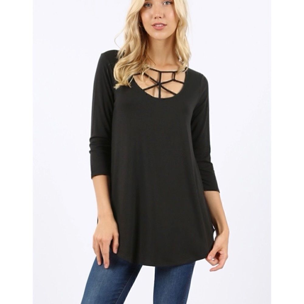 Black Criss cross web tunic